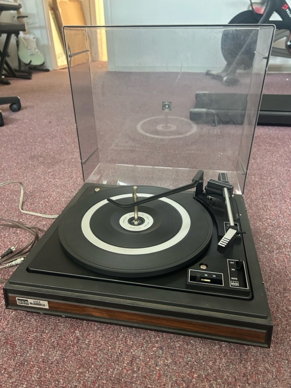 Vintage BSR 25 CX McDonald Turntable Record Player - Black with Wood Trim